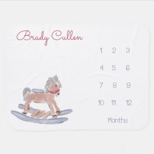 Baby Boy Rocking Horse Month Milestone Blanket