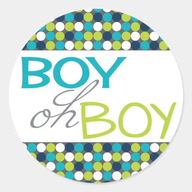 Baby Boy round favor stickers (Front)