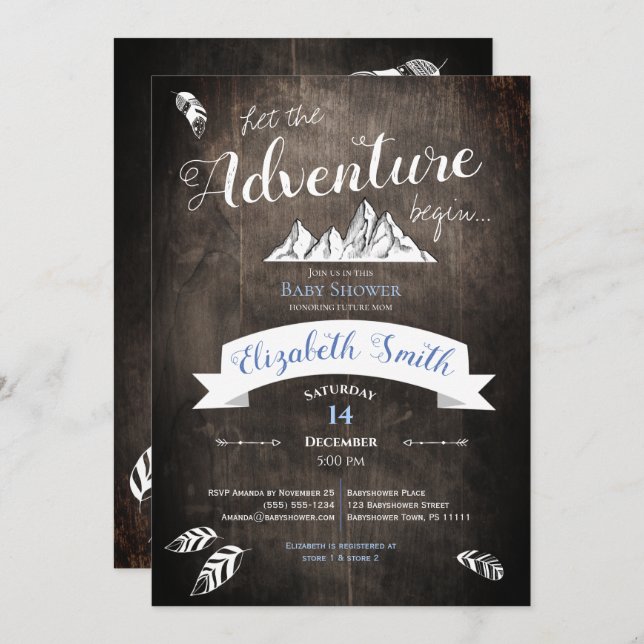 Baby boy Rustic adventure babyshower Invitation (Front/Back)