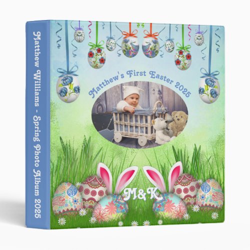 Baby Boys First Easter Eggs Bunny Spring Photo 3 Ring Binder