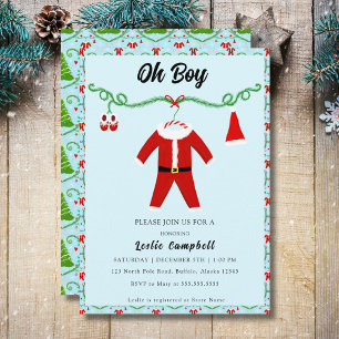 Baby Boy Santa Outfit Baby Shower Invitation