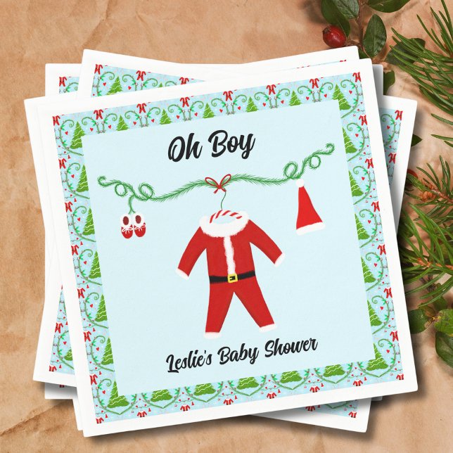Baby Boy Santa Outfit Baby Shower Napkins (Creator Uploaded)