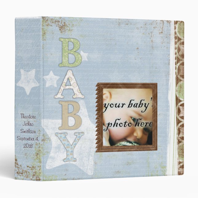 Baby Boy Scrapbook Photo Album Binder (Front/Spine)