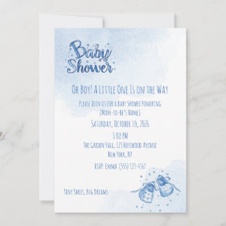 Baby Boy Shoes Baby Shower Invitation | Blue Water
