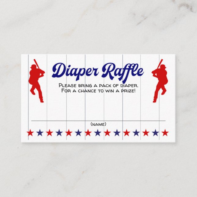 Baby Boy Shower, Baseball, Diaper Raffle Ticket Enclosure Card (Front)