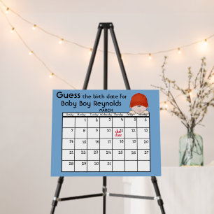 Baby Boy Shower Birth Date Guessing Game Foam Board