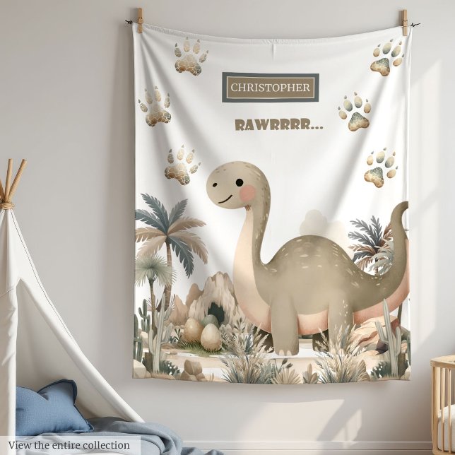 Baby Boy Shower Blanket Personalized with Dino (Baby Boy Shower Blanket Personalized with Dino)