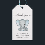 Baby Boy Shower Blue Elephant Thank You Gift Tags<br><div class="desc">Cute thank you tags for your baby boy shower favors with "thank you" and "A Sweet Little Peanut Is On His Way" written in a mixture of soft grey typography and a stylish script, and a pastel blue watercolor of a baby elephant. Personalize the mother-to-be's name and shower date in...</div>