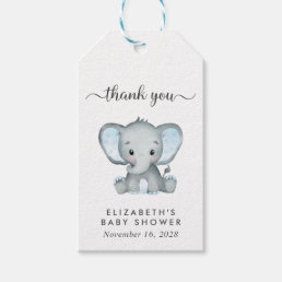 Baby Boy Shower Blue Elephant Thank You Gift Tags