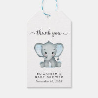 Baby Boy Shower Blue Elephant Thank You Gift Tags