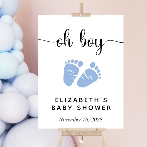 Baby Boy Shower Blue Feet Welcome Acrylic Sign