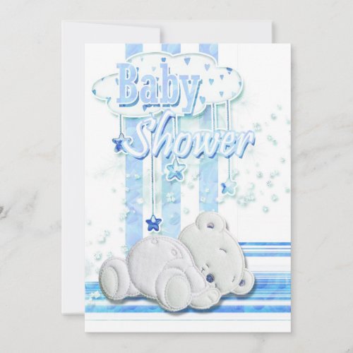 Baby boy shower blue invites