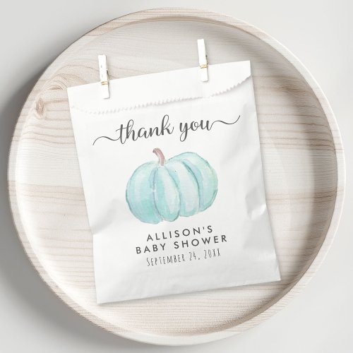 Baby Boy Shower Blue Pumpkin Thank You Favor Bag