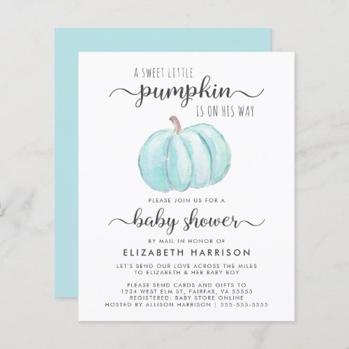 Baby Boy Shower By Mail Blue Pumpkin Invitation