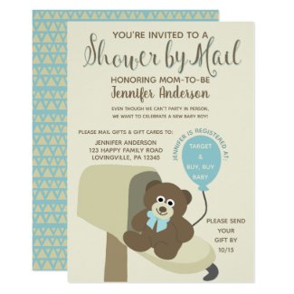 Baby Boy Shower by Mail Teddy Bear Invitation