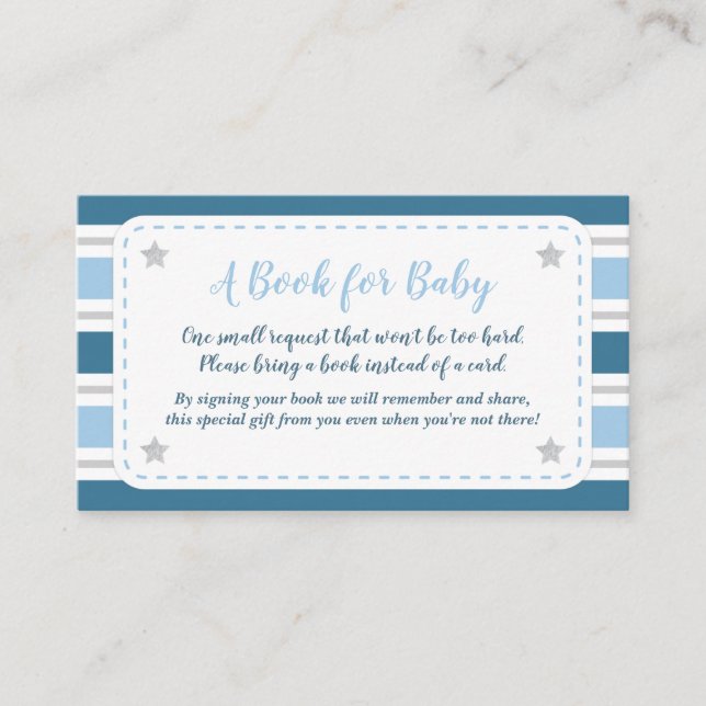 Baby Boy Shower Card Bring a Book Card (Front)