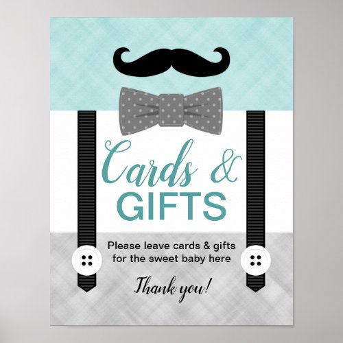 Baby boy shower cards and gifts sign mint gray