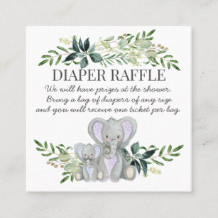 Baby Boy Shower Diaper Raffle Blue Mommy Elephant Square Business Card
