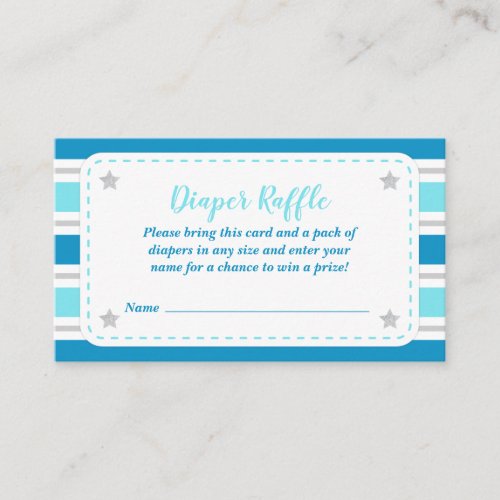 Baby Boy Shower Diaper Raffle Card