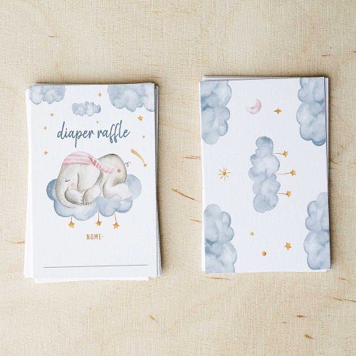 Baby Boy Shower Diaper Raffle Cards _ Elephant