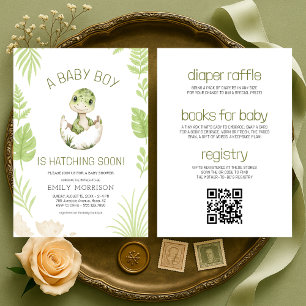Baby Boy Shower Dinosaur All in One Invitation