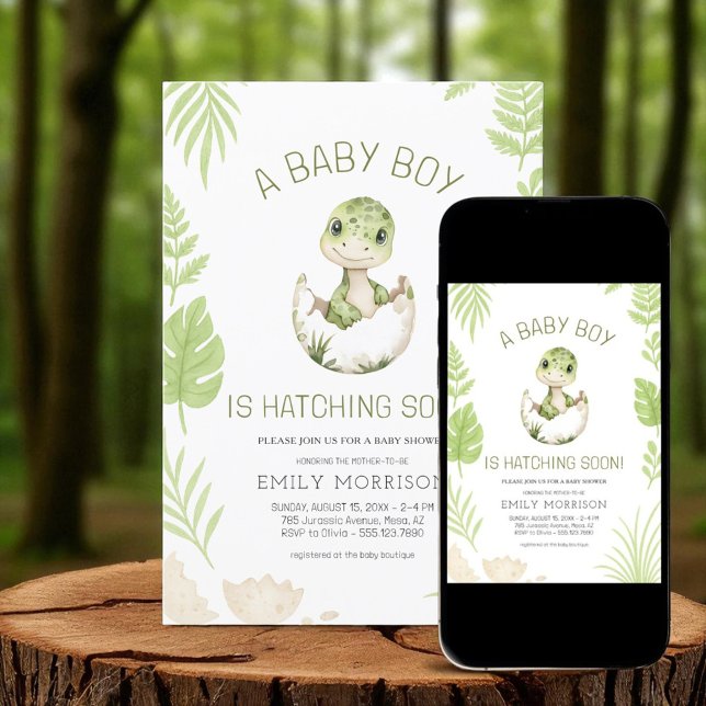 Baby Boy Shower Dinosaur Hatching Soon Cute  Invitation (Creator Uploaded)