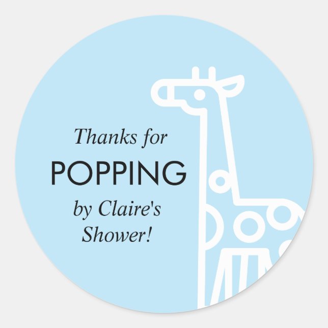 Baby Boy Shower Favor Sticker - Giraffe Theme (Front)