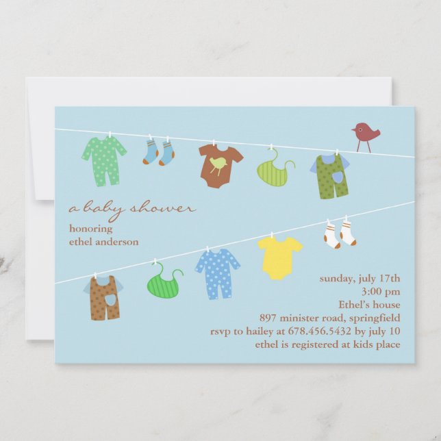 Baby Boy Shower Flat Invitation (Front)
