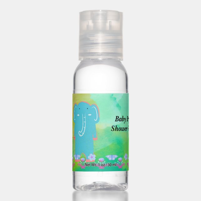 Baby Boy Shower Gift with Blue Elephant Hand Sanitizer (Front)