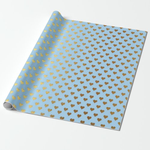 Baby Boy Shower Golden Heart Blue Vip Wrapping Paper
