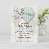 Baby Boy Shower Hot Air Balloon Invitation (Standing Front)