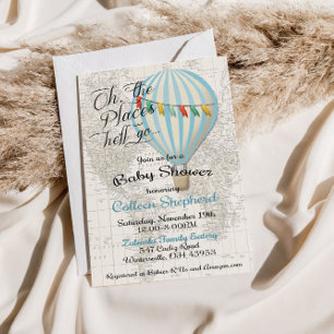 Baby Boy Shower Hot Air Balloon Travel Invitation