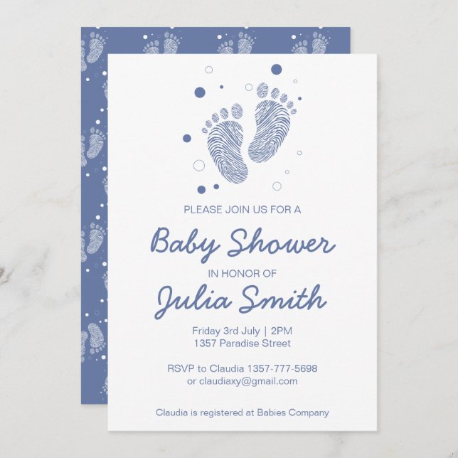 Baby boy shower invitation (Front/Back)