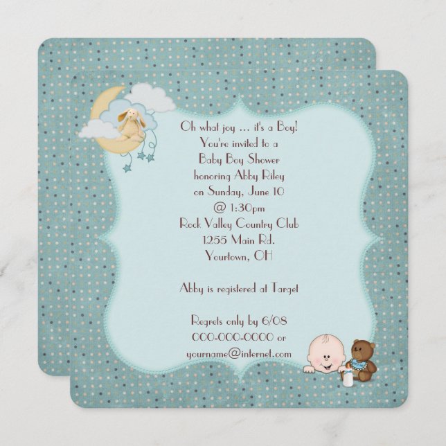 Baby Boy Shower Invitation (Front/Back)