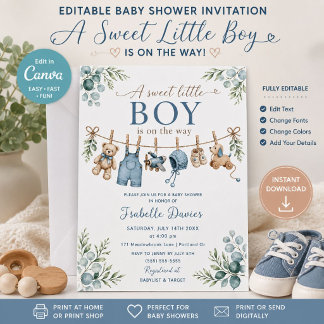 Baby Boy Shower Invitation Baby Shower Invite