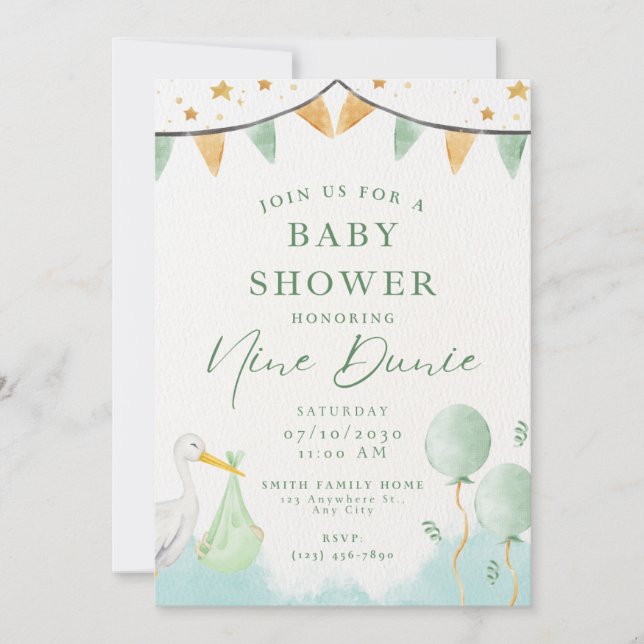 baby boy shower invitation balloon animal (Front)