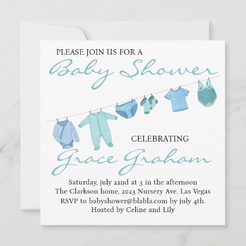 Baby Boy Shower invitation Clothes on line