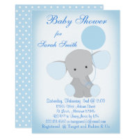 Baby Boy Shower Invitation Elephant Blue Gray