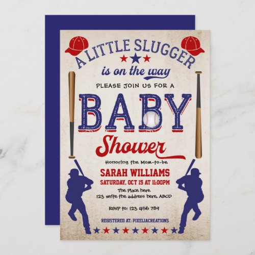 Baby Boy Shower Invitation Vintage Baseball Invitation