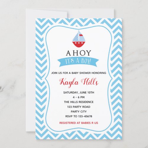 Baby Boy Shower Invitations Ahoy Its A Boy