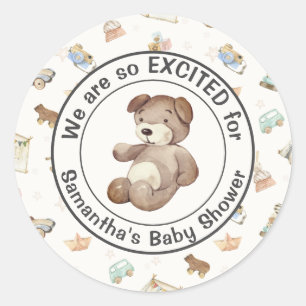 Baby Boy Shower Invite Envelope (20) Classic Round Sticker