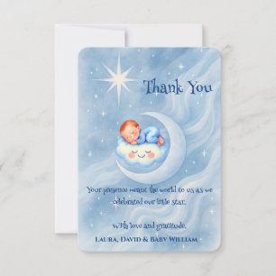 Baby Boy Shower Invite Moonlight Stars Watercolor