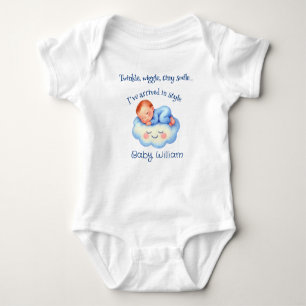 Baby Boy Shower Invite Moonlight Stars Watercolor Baby Bodysuit