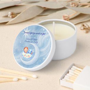 Baby Boy Shower Invite Moonlight Stars Watercolor Mini Candle Favors