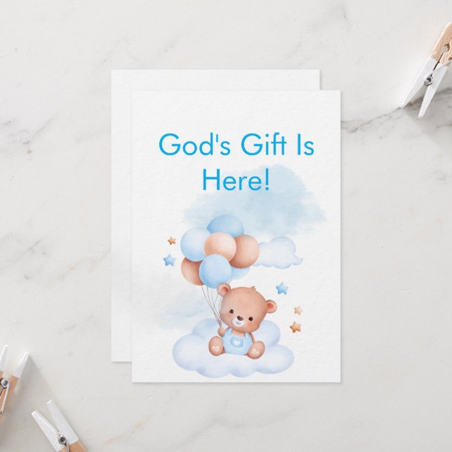 Baby Boy Shower Invite With Christian Bible Verse (Front/Back In Situ)