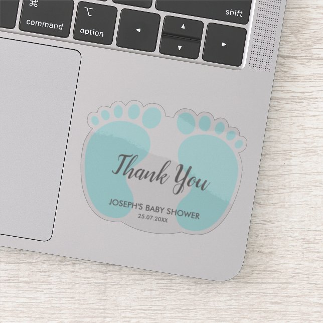 Baby Boy shower party favour thank you Sticker (Detail)