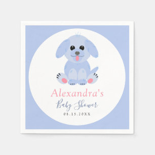 Baby Boy Shower Personalized Puppy Blue Napkins