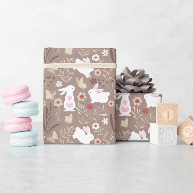 Baby Boy Shower Rabbits on Brown Wrapping Paper (Baby Shower)