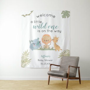 Baby Boy Shower Safari Animals Backdrop Sign