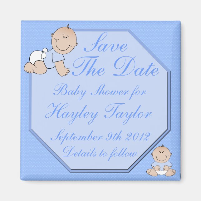 Baby Boy Shower Save The Date Magnet (Front)